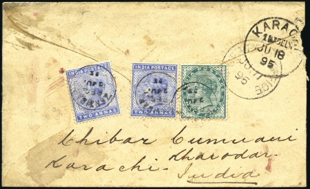 Stamp of India » Used Abroad ZANZIBAR: 1895 (Jun 2) Envelope sent registered fr