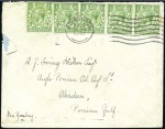 Stamp of India » Used Abroad ABADAN: 1921 (Jan 5) Incoming envelope from Scotla