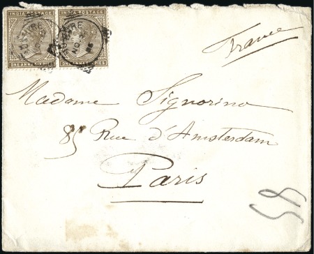 Stamp of India » Used Abroad BUSHIRE: 1885 (Nov 12) Envelope from Bushire to Fr