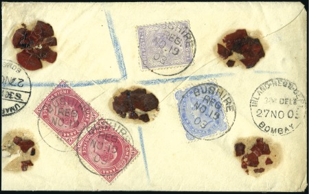 Stamp of India » Used Abroad BUSHIRE: 1903 (Nov 19) Envelope sent registered fr