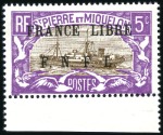 Stamp of Colonies françaises » St. Pierre et Miquelon 1941-42 Surcharge France libre FNFL sur 5c violet 