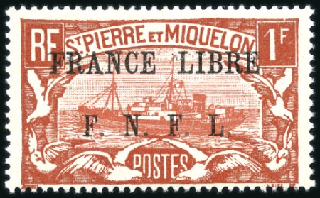 Stamp of Colonies françaises » St. Pierre et Miquelon 1941-42 Surcharge France libre FNFL sur 5c violet
