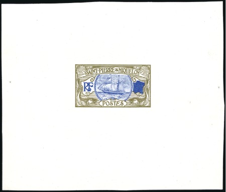 Stamp of Colonies françaises » St. Pierre et Miquelon 1909 Bateau, sept épreuves de couleurs différentes
