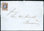Stamp of Russia » Russia Imperial 1857-58 First Issue Arms perf. 14 3/4 : 15  (St. 2-4) 1859 (Feb 14) Entire to Warsaw with 10k brown & bl