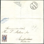 Stamp of Russia » Russia Imperial 1857-58 First Issue Arms perf. 14 3/4 : 15  (St. 2-4) 1858 (Feb 21) Entire from Riga to Jacobstad (Finla