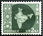 Stamp of India 1957 Map Series group of fifteen 2np colour trials