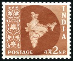 Stamp of India 1957 Map Series group of fifteen 2np colour trials
