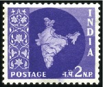 Stamp of India 1957 Map Series group of fifteen 2np colour trials