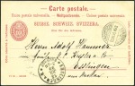 Stamp of Switzerland / Schweiz » Ganzsachen » Postkarten 1892 10C karmin