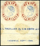 Stamp of India 1891-94 Reprints of the 4a blue & red, with Spence