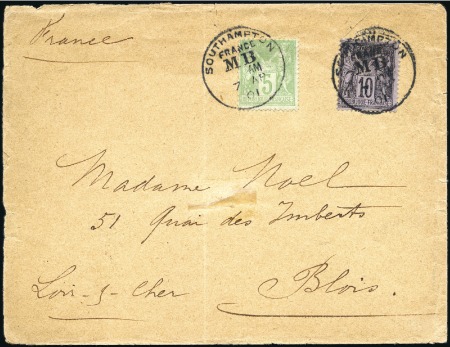 Stamp of France 1881 Env. de St Malo pour Bristol avec 25c Sage ob