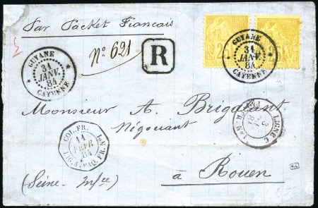 Stamp of Colonies françaises » Guyane française 1887-1952, 11 lettres dont recommandé avec Alphée 