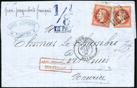 Stamp of Mauritius 1881-87, Seven covers to France with various DLR f