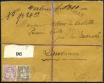 Stamp of Switzerland / Schweiz » Sitzende Helvetia Gezaehnt » Frankaturen 50C lila und 5C braun entwertet BULLE 9 I 80