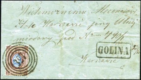 Stamp of Poland » Poland 1865-1917 Russia Used In Poland (2nd Period) 1858 Issue 10k perf. 12 1/2 tied to folded letters