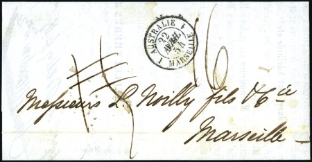 Stamp of France 1854 Circulaire de Sydney pour Marseille avec cach
