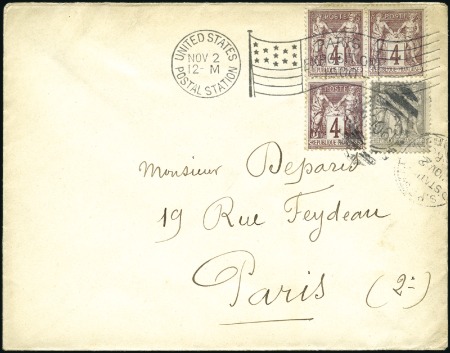 Stamp of France 1900 Quatre lettres avec obl. américaines de l'Exp