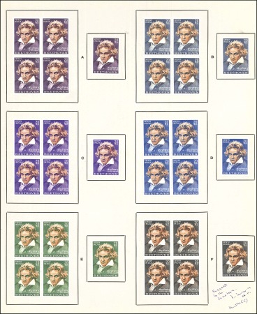 Stamp of India 1970 Ludwig van Beethoven 20np colour trials in si