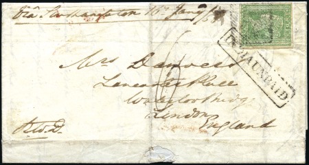 Stamp of India JC TYPE 25: 1858 (Jan 1) Entire from Camp Alum Bag