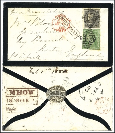 Stamp of India JC TYPE 4b: 1858 (Feb 1) Mourning envelope from Mh