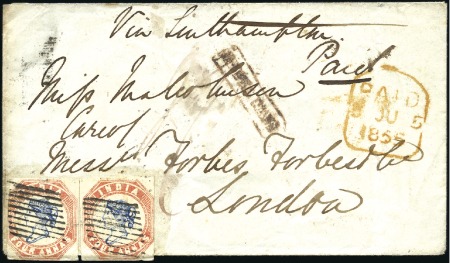 Stamp of India JC TYPE 2: 1855 (May 1) Envelope to England with t