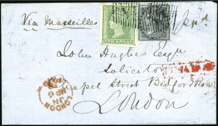 Stamp of India JC TYPE B4: 1858 (Feb 9) Entire to England with 18