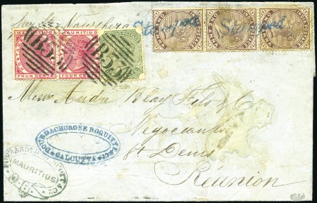 Stamp of India 1891 (Mar 1) Wrapper addressed to Reunion, written