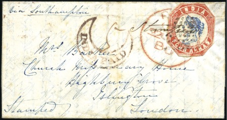 Stamp of India JC TYPE 1: 1857 (Sep 12) Wrapper from Madras to En