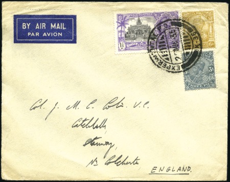 Stamp of India » Used Abroad WITHDRAWN DUBAI: 1935 (Aug 25) Envelope addressed