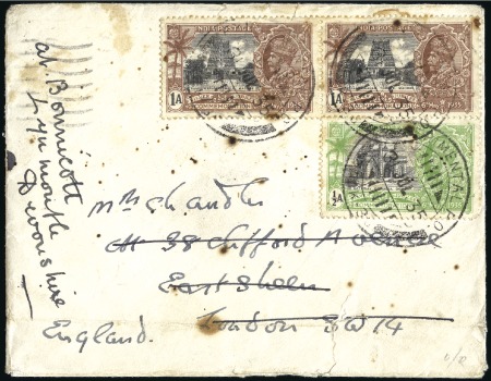 Stamp of India » Used Abroad WITHDRAWN DUBAI: 1935 (Jul 31) Envelope to Englan