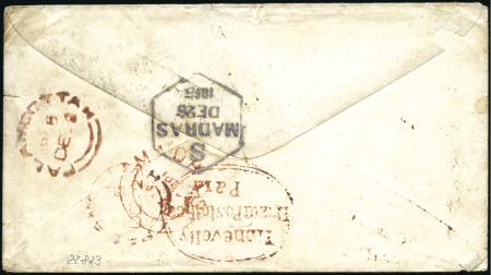 Stamp of India JC TYPE 29: 1865 (Dec) Envelope from Tinnevelly to
