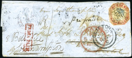 Stamp of India JC TYPE 7: 1857 (Jan 5) Wrapper from Moteehary to
