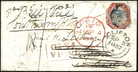 Stamp of India JC TYPE 7: 1857 Envelope from Segowlee to England