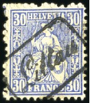 Stamp of Switzerland / Schweiz » Sitzende Helvetia Gezaehnt » Briefmarken 1867-1878 30C ultramarin, entwertet mit Kastenstempel LITTAU