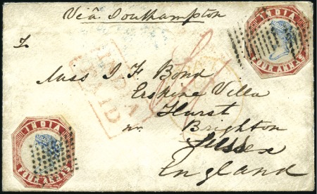 Stamp of India JC TYPE 1: 1855 (Feb 8) Envelope to England with t