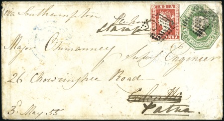 Stamp of India JC TYPE 1: 1855 (May 3) Incoming envelope from Eng