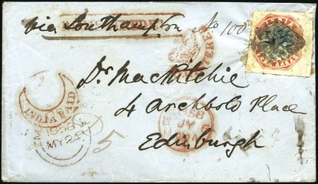 Stamp of India JC TYPE 6a: 1858 (May 24) Envelope sent registered