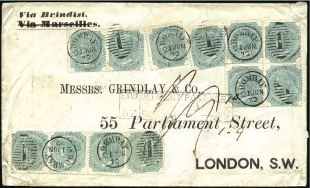 Stamp of India JC TYPE 15: 1872 (Jun 21) Envelope to England with
