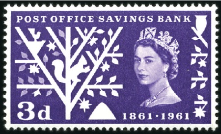 Stamp of Great Britain » Queen Elizabeth II 1961 Post Office Savings 3d mint nh showing ORANGE