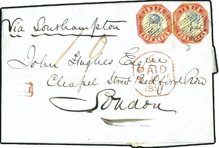 Stamp of India JC TYPE 4a: 1857 (May 1) Entire to England with tw