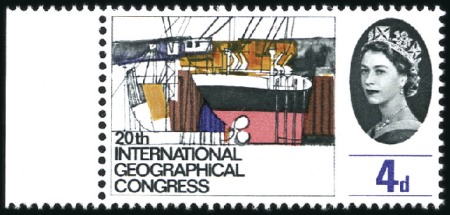 Stamp of Great Britain » Queen Elizabeth II 1964 Geographical Congress 4d mint nh left margina