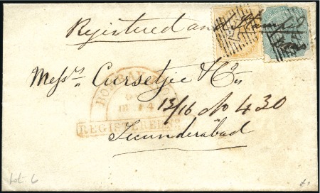 Stamp of India JC TYPE B4c: Two envelopes; 1863 (Oct 17) Envelope