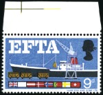 Stamp of Great Britain » Queen Elizabeth II 1967 European Free Trade 9d & 1s6d selection of mo