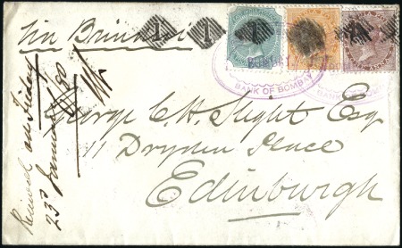 Stamp of India JC TYPE B4f: 1880 (Jan 3) Envelope to Scotland wit