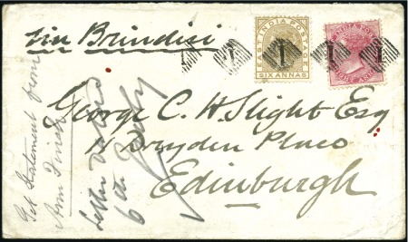 Stamp of India JC TYPE B4f: 1880 (Jan 3) Envelope to Scotland wit