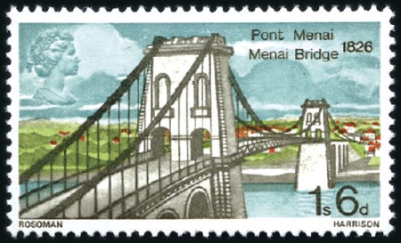 Stamp of Great Britain » Queen Elizabeth II 1968 Bridges 1s6d mint nh showing GOLD OMITTED, ve