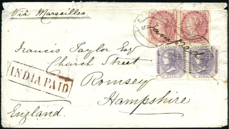 Stamp of India JC TYPE 11: 1869 (Mar) Envelope form Kamptee to En