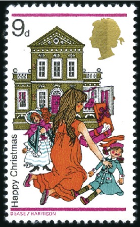 Stamp of Great Britain » Queen Elizabeth II 1967 Christmas 9d mint nh showing YELLOW OMITTED,