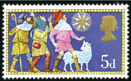 Stamp of Great Britain » Queen Elizabeth II 1969 Christmas 5d mint nh showing GREEN OMITTED, v