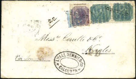 Stamp of India JC TYPE 28c: 1872 (May) Envelope to Italy with 186